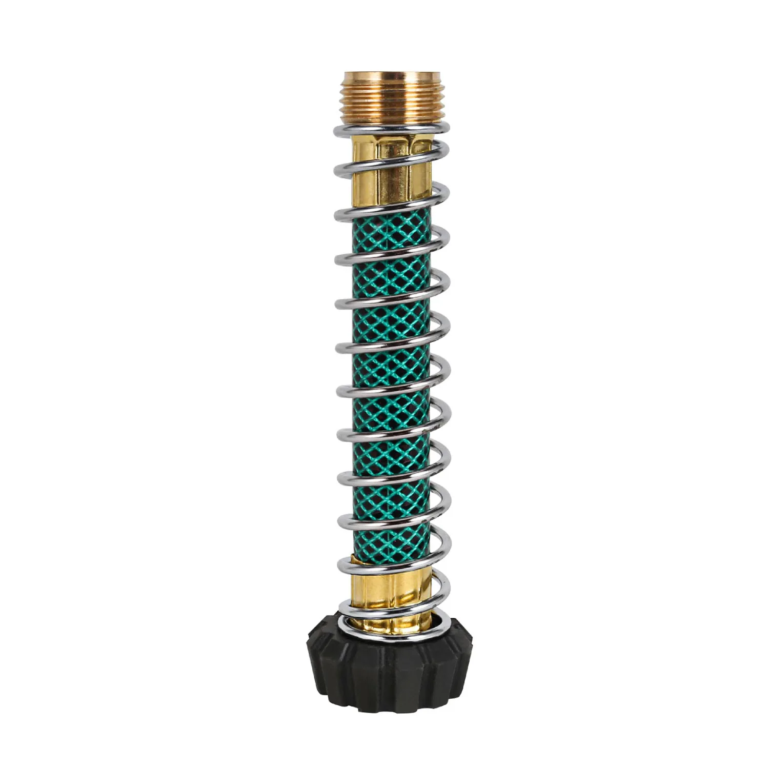 Garden Hose Coiled Spring Protector with Solid Brass Faucet Hoses Coupling Adapter Extension with Comfortable Rubberized Grip
