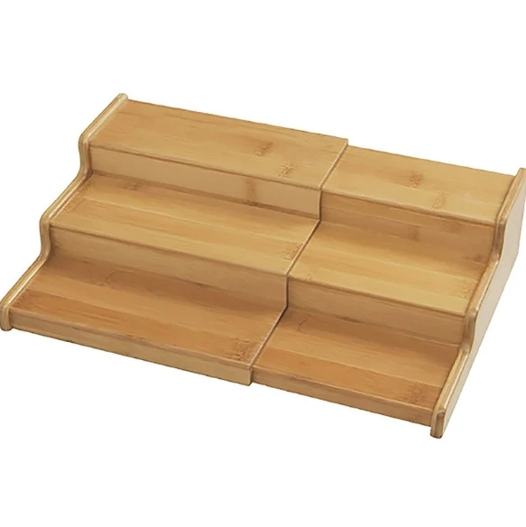 Cheapest  3-Tier Expandable Bamboo bottle Rack Step Shelf Organizer spice rack for kitchen