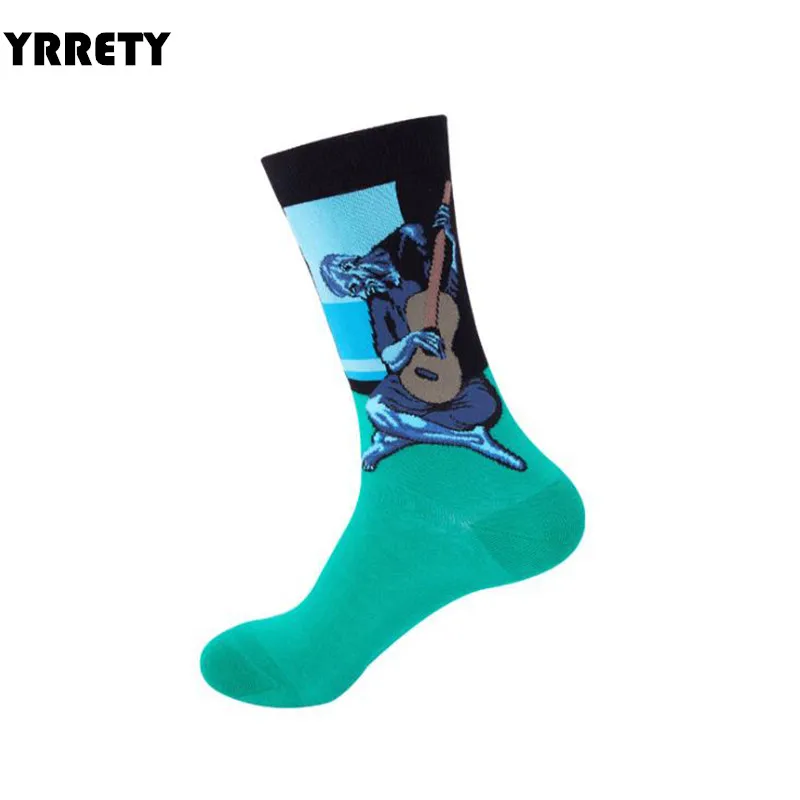 
YRRETY, забавные Носки с рисунком, женские хлопковые мужские носки в стиле вестерн, Мона Лиза, поцелуй, картина маслом, ретро-Классическая серия, пара носков в стиле хип-хоп 