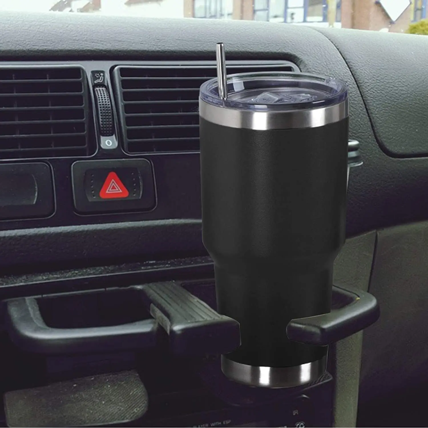 Double Wall Vacuum 30 oz Hot Tumbler Stainless Steel Insulated Travel Mug with Straw Slider Lid with Cleaning Brush