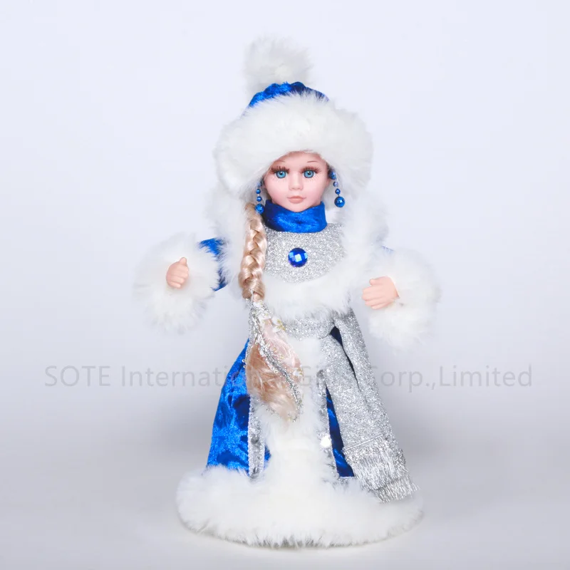 SOTE Design Russian Snegurochka Hight Quality Handmade Unique Long Braid Electric and Music Snow Girl for New Year Kid Toys Gift