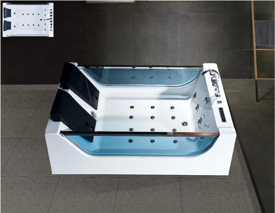 2 Person Bathtub Whirlpool Massage Bath Tub Acrylic Bathtub Freestanding Whirlpool Bathtubs Modern Relax Hydromassage Drainer