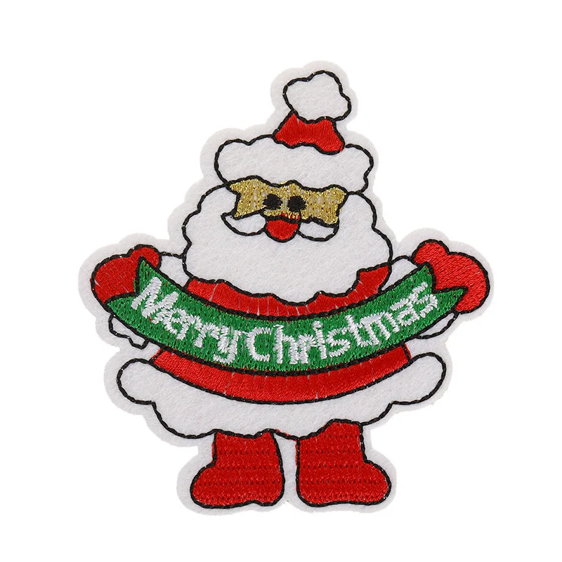Wei Ru Christmas Christmas Tree Santa Claus Stockings Series Embroidered Personalized Cloth Paste Clothing Wholesale