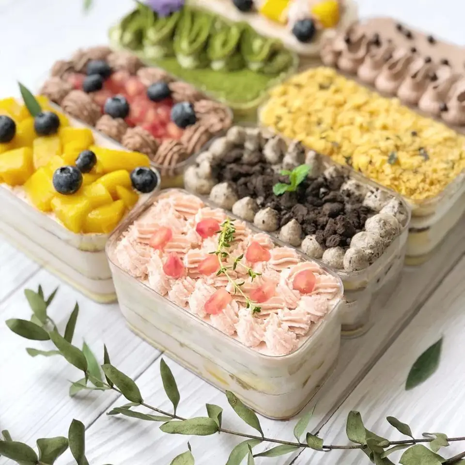 80mm Clear Cake Food Container Box Sweet Pastry Tiramisu Biscuit Acrylic Cake Box Sugar Nut Container