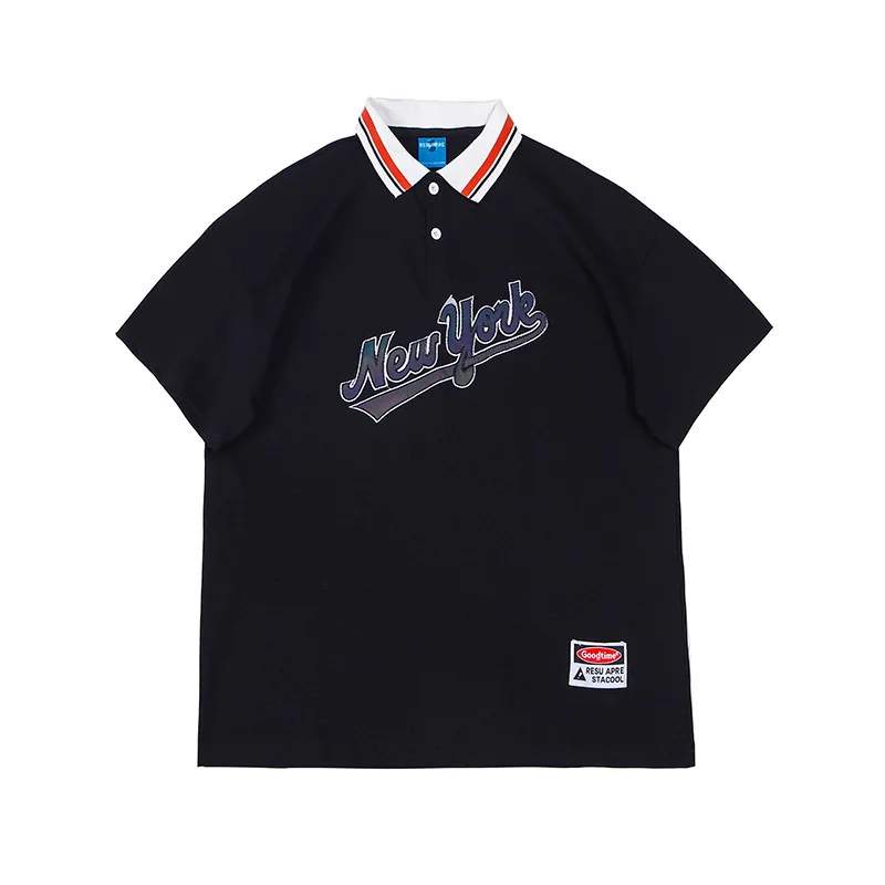 2022 New reflective men polo tshirt embroidered hip hop polo t-shirt loose men women vintage couples letter printing polo shirt