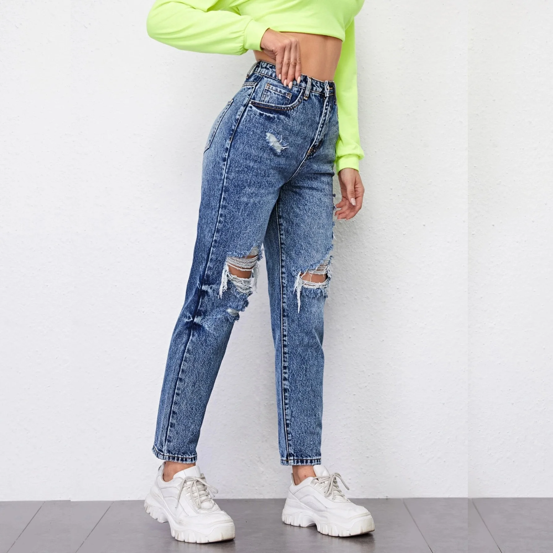 
SKYKINGDOM OEM design woman jean pant casual wear women summer jeans wide legged jeans women 