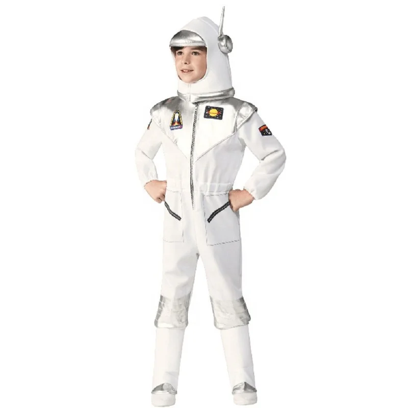 Astronaut Costume with Helmet for Kids, Space Suit, Space Jumpsuit for Halloween Boys Girls Pretend Role