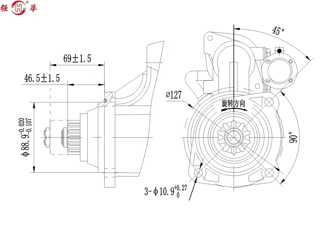 Weichai WD615 WP12 brand New 24V 9Kw starter motor HG1500090098 Sinotruk Heavy Truck Shanqi Delong F3000 concrete mixer