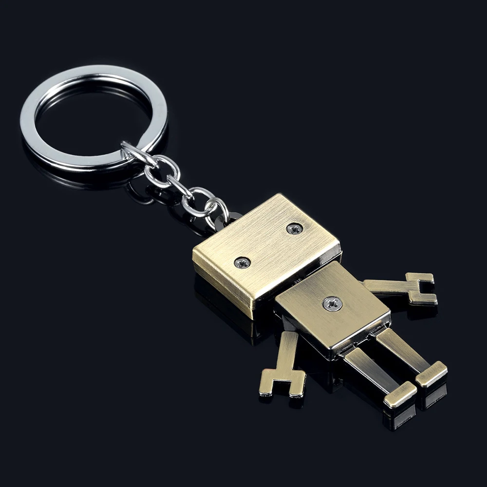 In Stock Silver Antique Bronze Robot Key ring Charm Metal Robot Keychain
