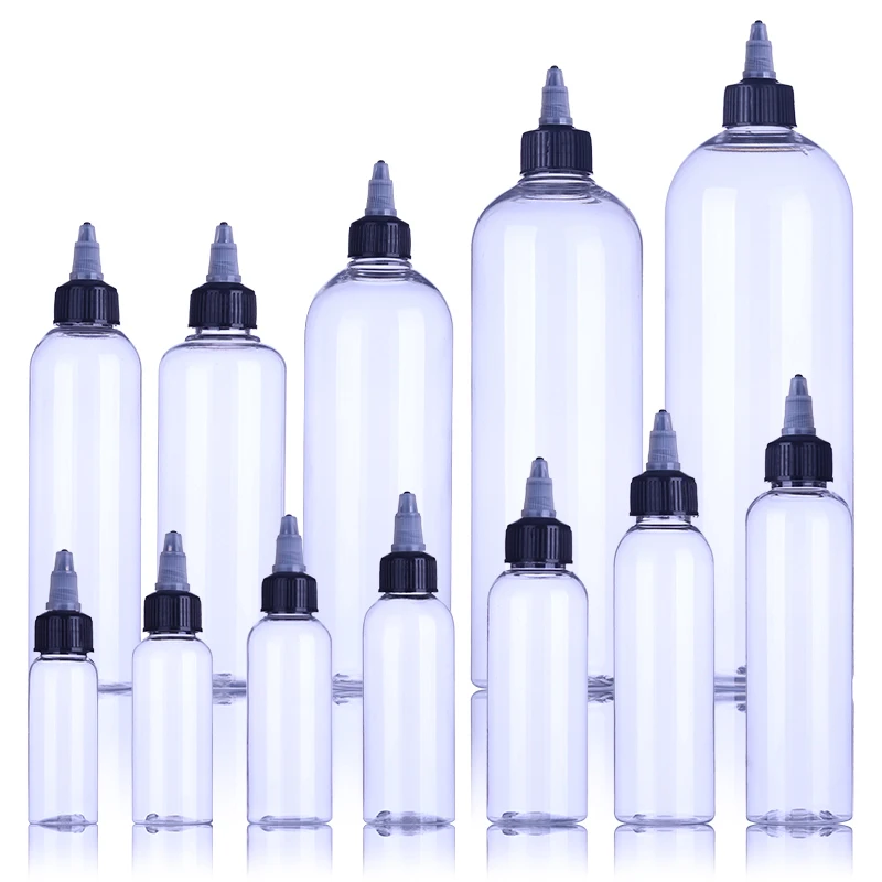 Manufacturer Plastic Bottle Transparent Round Shoulder PET Transparent Plastic Bottle Plastic Sauce Dispense Squeeze Bottle