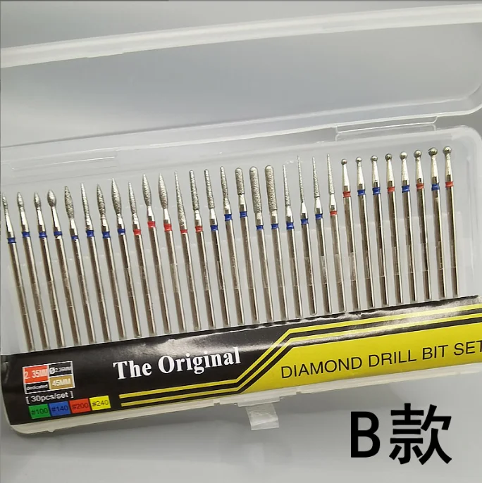 Nail Drill Bits Polishing Head 30 Pcs Cuticle Cleaner Dust Brush for Grinder Drill Nail Carbite Polishing Head