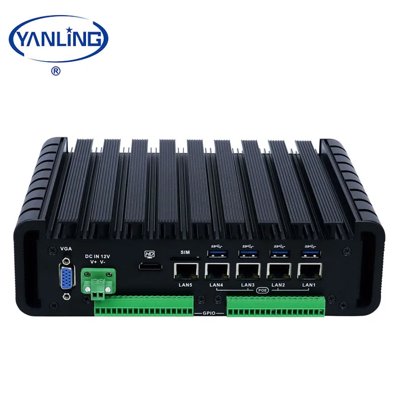 Intel skylake core i3 6100u i5 6200U безвентиляторный коробка ПК с 4 POE для зрения машины или ip камера