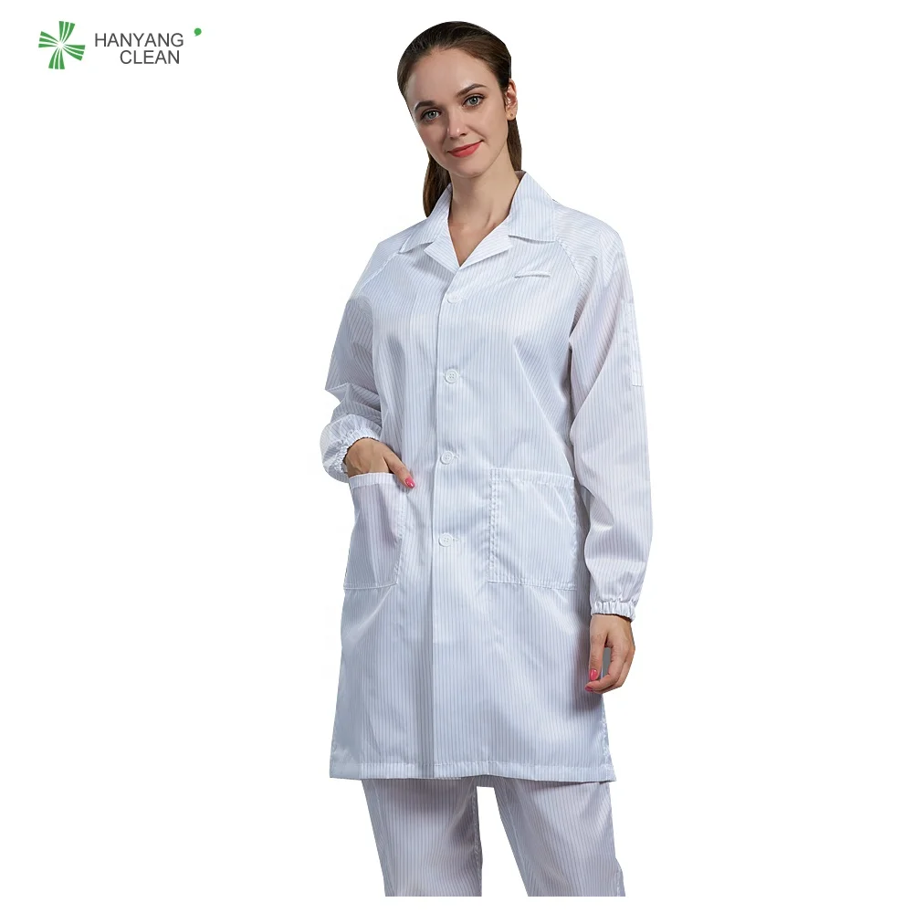Cleanroom Unisex gender antistatic stripe lab gown esd coat smock