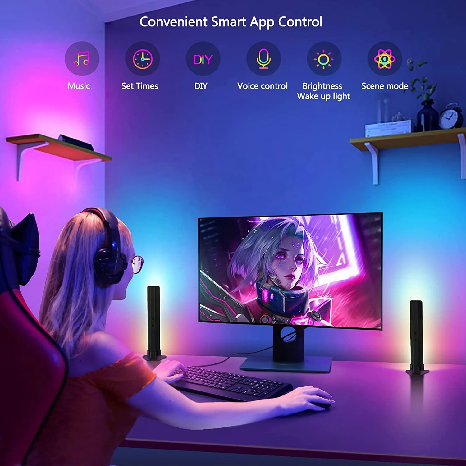 App phone remote control LED adult gaming night Light Bars RGB Light Bars for TV Ambient Lighting game party PC room decor
