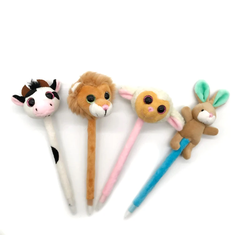 Customizable high quality animal head cute kawaii lovely stuffed plush toy pen/ballpoint pen/pencil