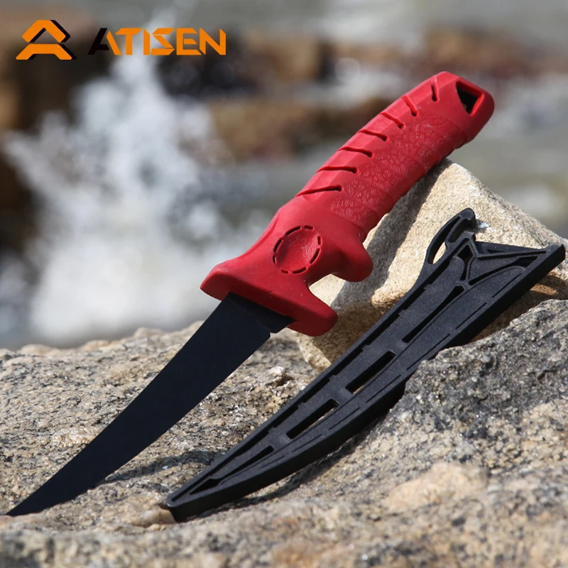 High Quantity 7 inch Stainless Steel Fishing Fish Knife Non-stick Coating Blade Fillet Knife Boning Knife Customized