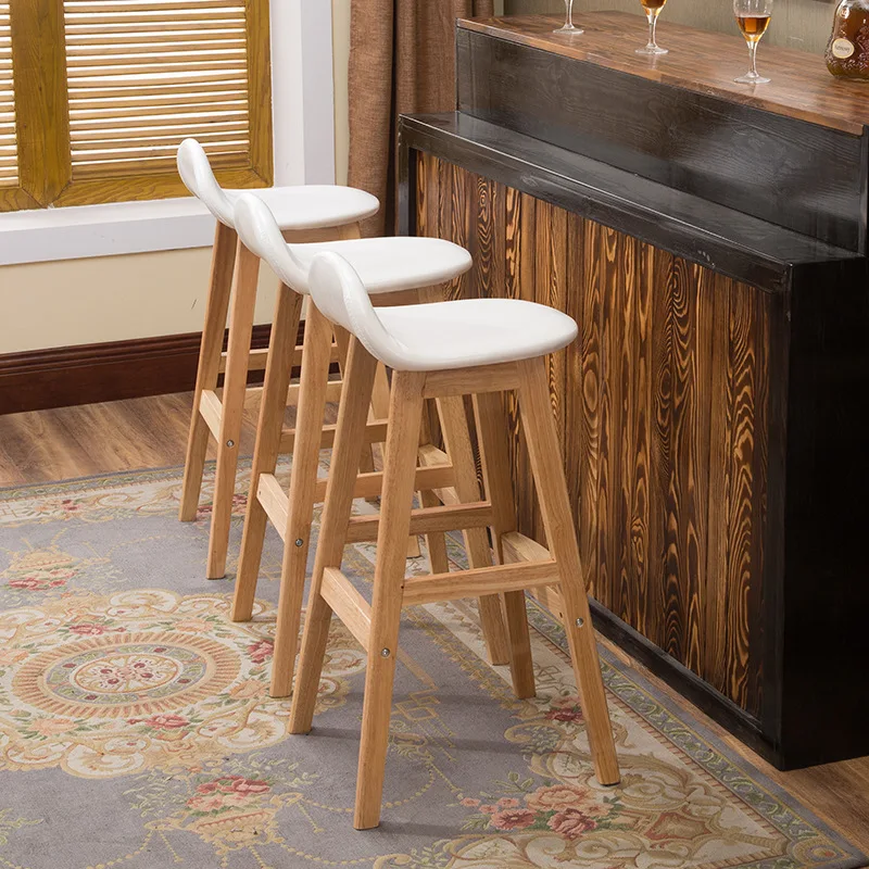 
Bar Stool High Kitchen Counter Chair Retro Leather PU Fabric Wooden Rustic Classic Cheap Industrial Vintage Stool Bar With Back 