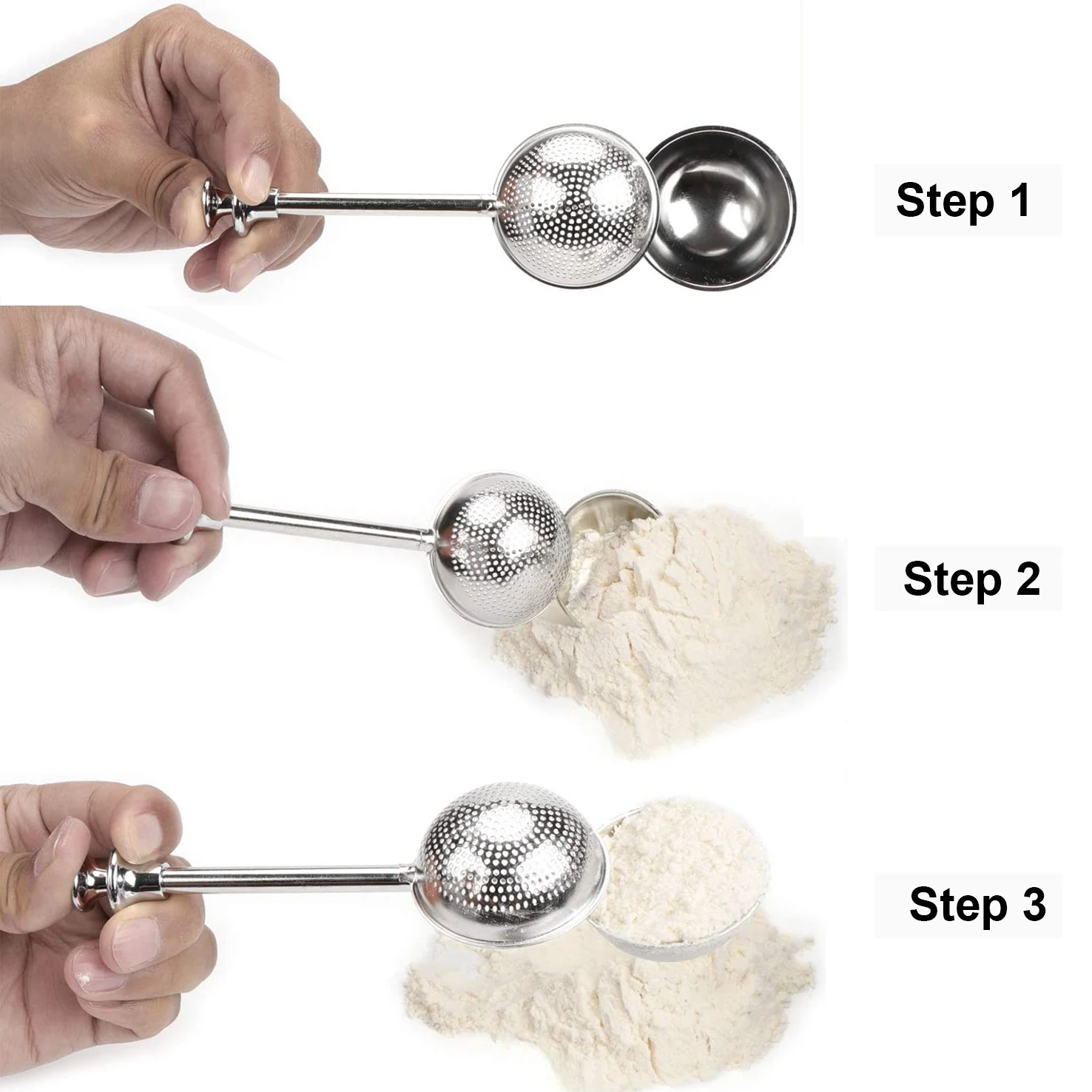 E-PIN 1Pcs Flour Duster for Baking with Spring Handle Dust Flour Sifter Bake Dusting Wand Rastry Sifter