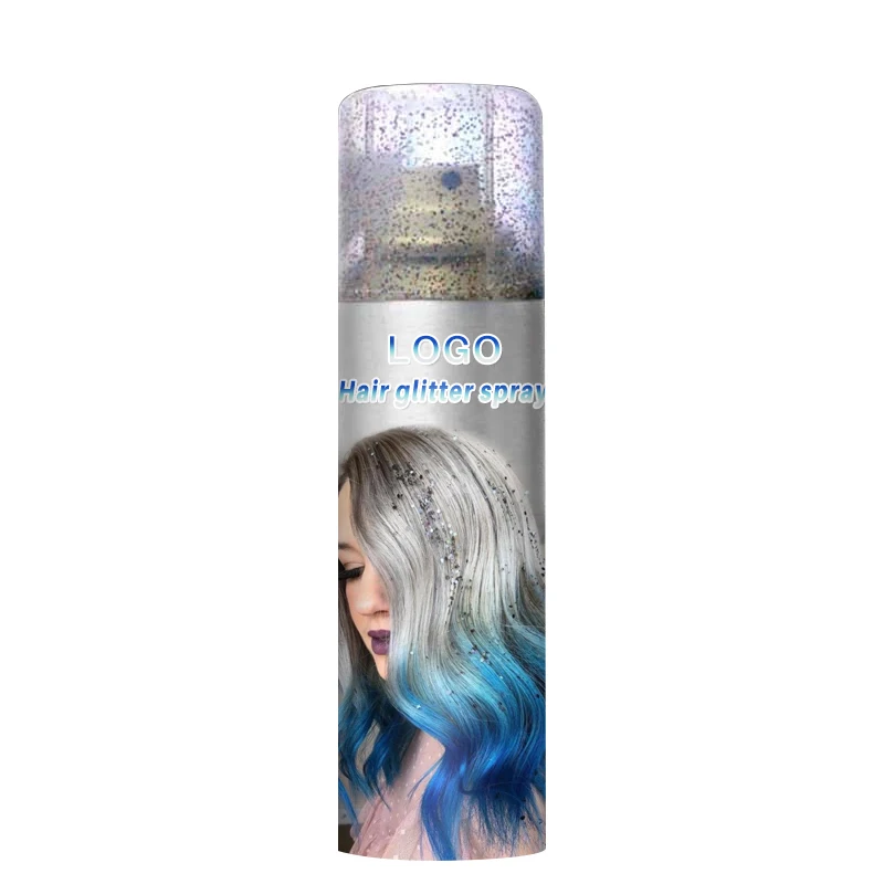 OEM 100ML Hair Salon Temporary Gold Sliver Washable Instant Color Hair Dye Glitter Plastic Hair And Body Powder Glitter Spray