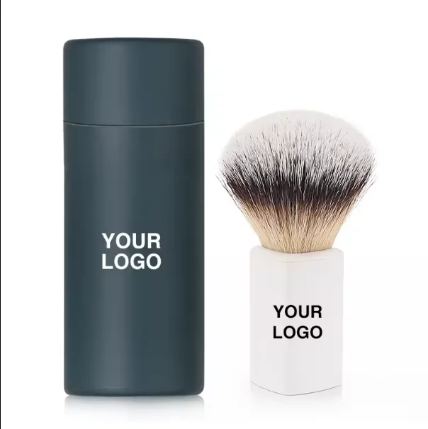 Wholesale Hot Sales Custom Logo Abs Plastic Handle Synthetic Nylon Shaving Brush Cosmetics Makeup Brush  With Portable Tube