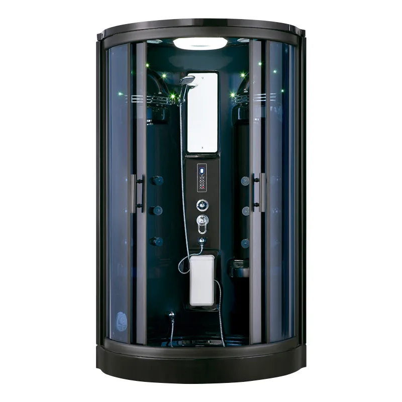 Steam bath shower room walk in shower enclosure black tempered glass material standing shower cubicle