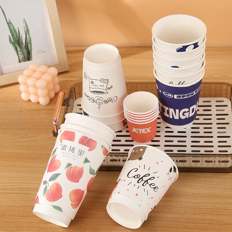 10oz 12oz 16oz  disposable  double wall coffee paper cups with or without lid