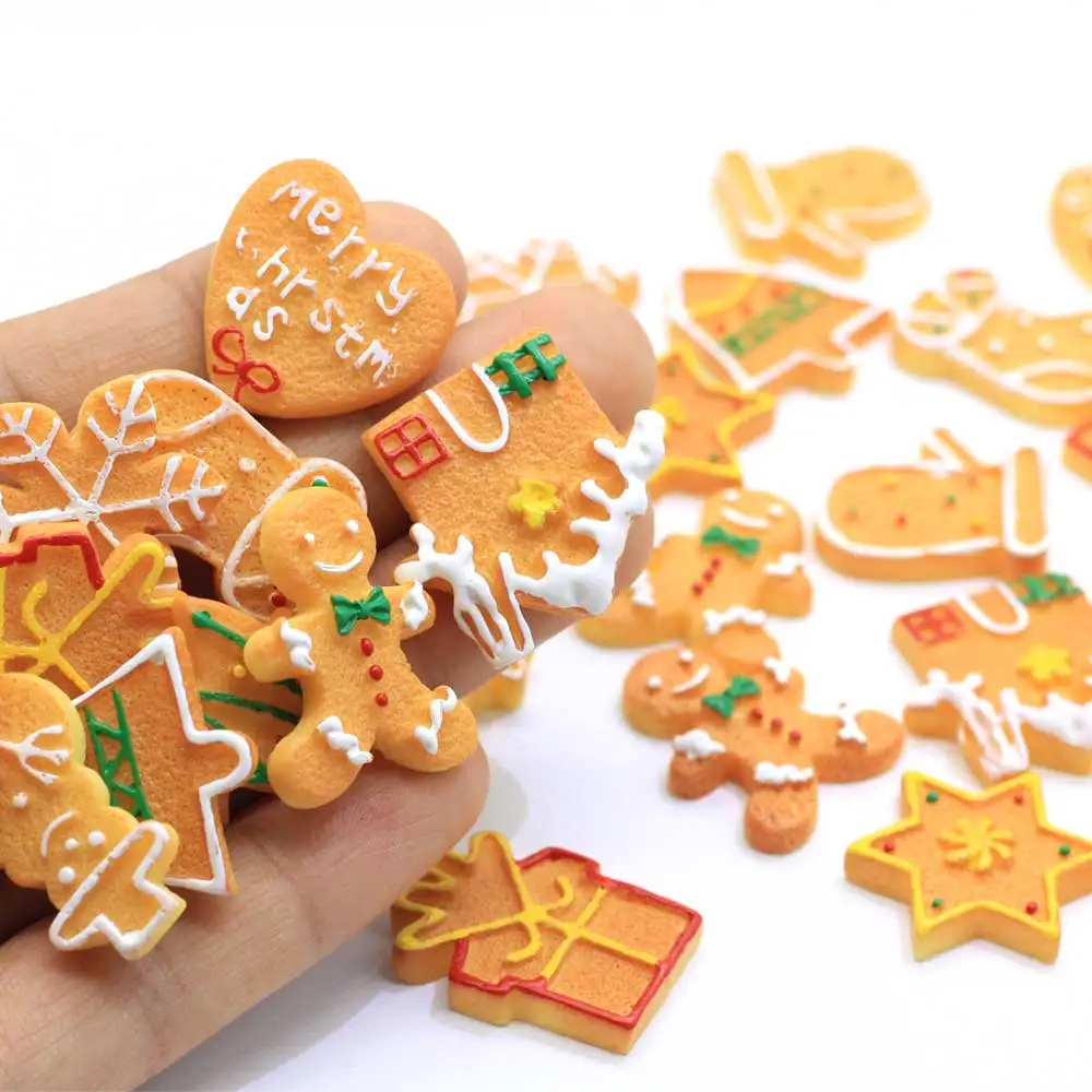 Christmas Gingerbread Cookie Cabochon Resin Flatback Kawaii DIY Craft Decoration