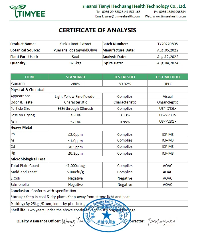 Water Soluble Pueraria Mirifica Kudzu Root Extract Powder 80% Puerarin Powder