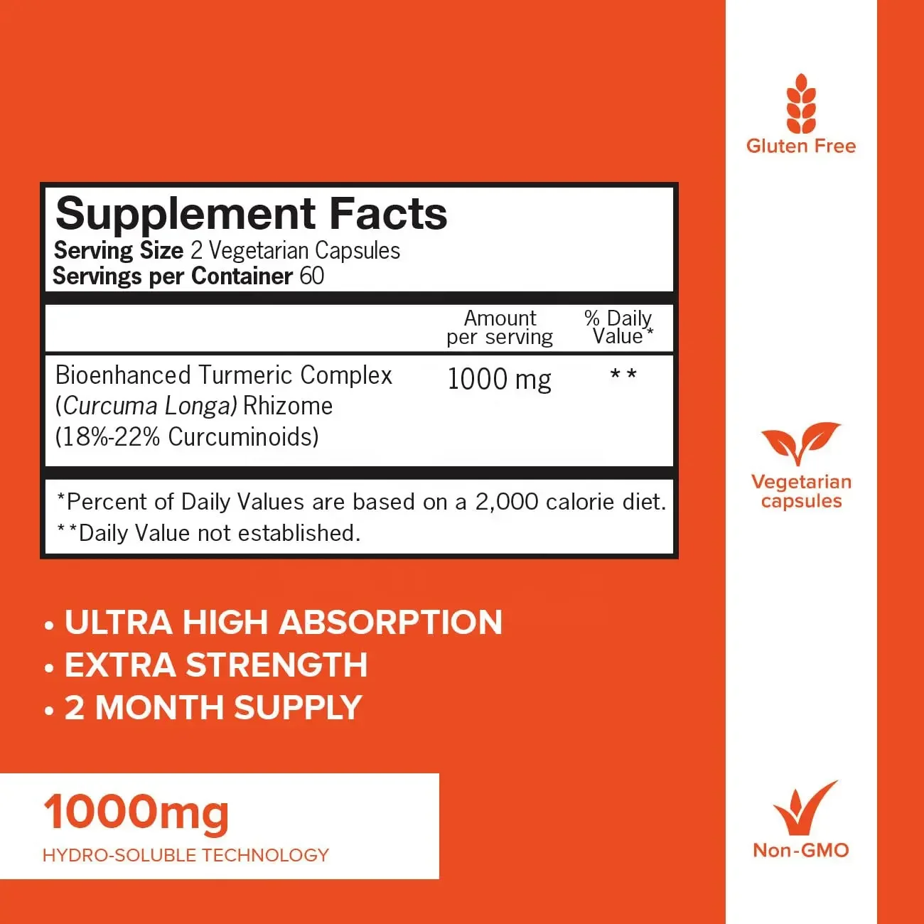 Biocaro Curcumin Capsules with Black Pepper Extract High Absorption Ultra Potent Turmeric Supplement for Joint Support