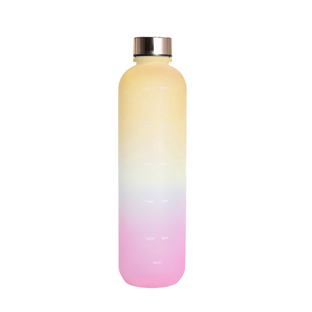 Durable BPA Free Non-Toxic for Home Fitness Gym Sports 32oz 1Liter Water Bottle with Time Marker