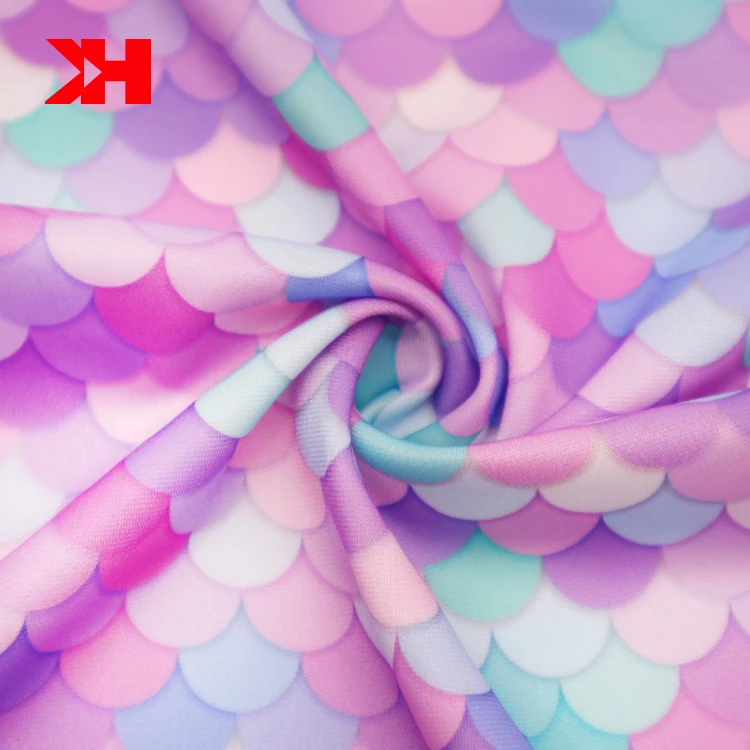 Kahn custom digital recycled swim fabric printing colorful dots