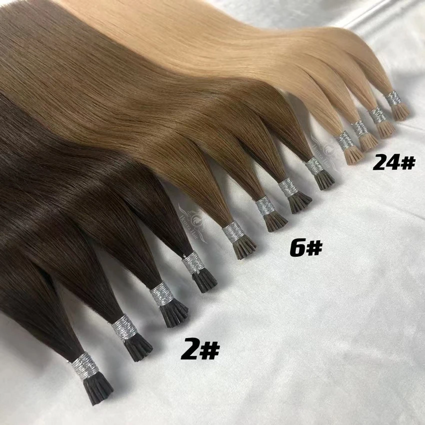 Wholesale Blonde I Tip Hair Extensions Extensiones Cabello Natural Russian Keratin Remy Raw Virgin Itip Hair