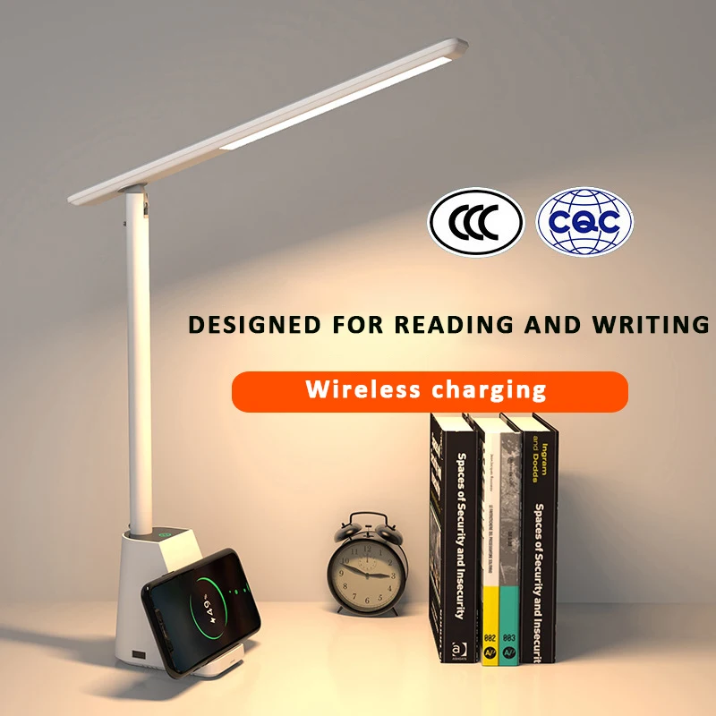 Popular Simplicity Design 15W Wireless Charge Table Lamp Office Rechargeable Led Light Study Desk  Lamp