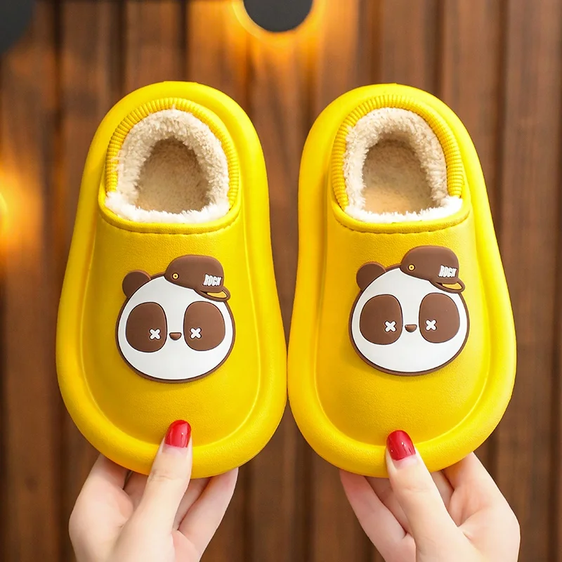 2021 Amazon Hot Sale Cartoon Home EVA Warm Cotton Shoes Waterproof Foot Protection Non-Slip Clogs Shoes For Children