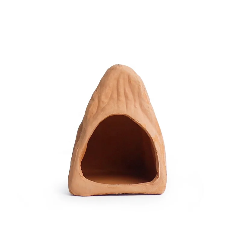 Hot Sales Small Terracotta Mountain-Shaped Aquarium Accessory Customized Ceramic Breeding Cave for Shrimp Fish for Home Use