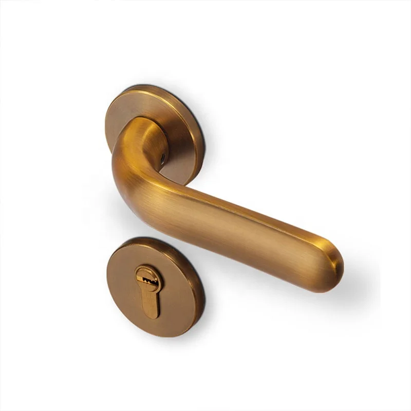 Yonfia A8133R02 Fashion brushed brass door handles  aluminium bedroom door locks handles set for interior wood door