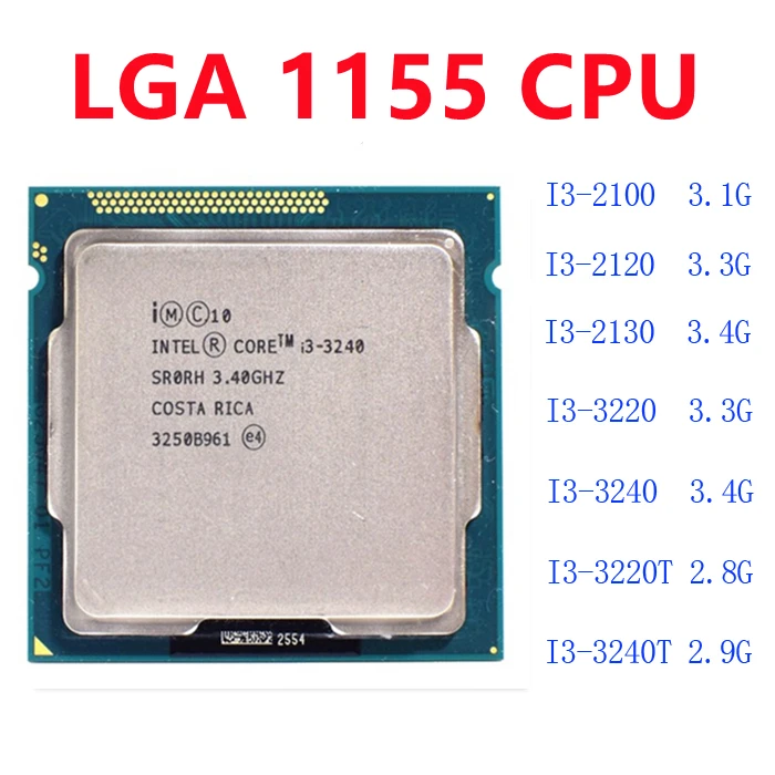 Intel Core i3 i5 LGA 1155 i3-2100 i3-2120 i3-3220 i3-3240 i3-3330 i5-3450 i5-3470 i5-3570 i5-3550 Wholesale
