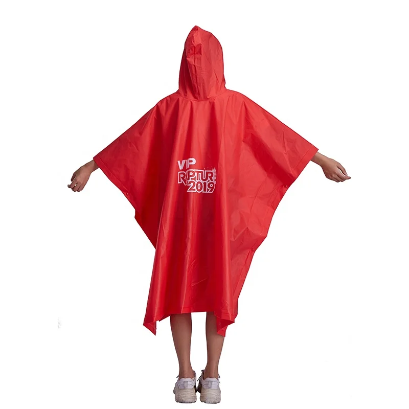 High Quality Portable Folding Waterproof Red Non Pvc Plastic Cycling Raincoat Adult Unisex Rain Poncho