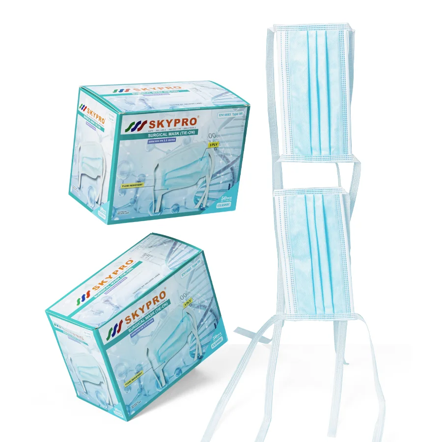 Factory manufacturer BFE 99%  ASTM Level 3 tie back mask face shield disposable respirator 14683