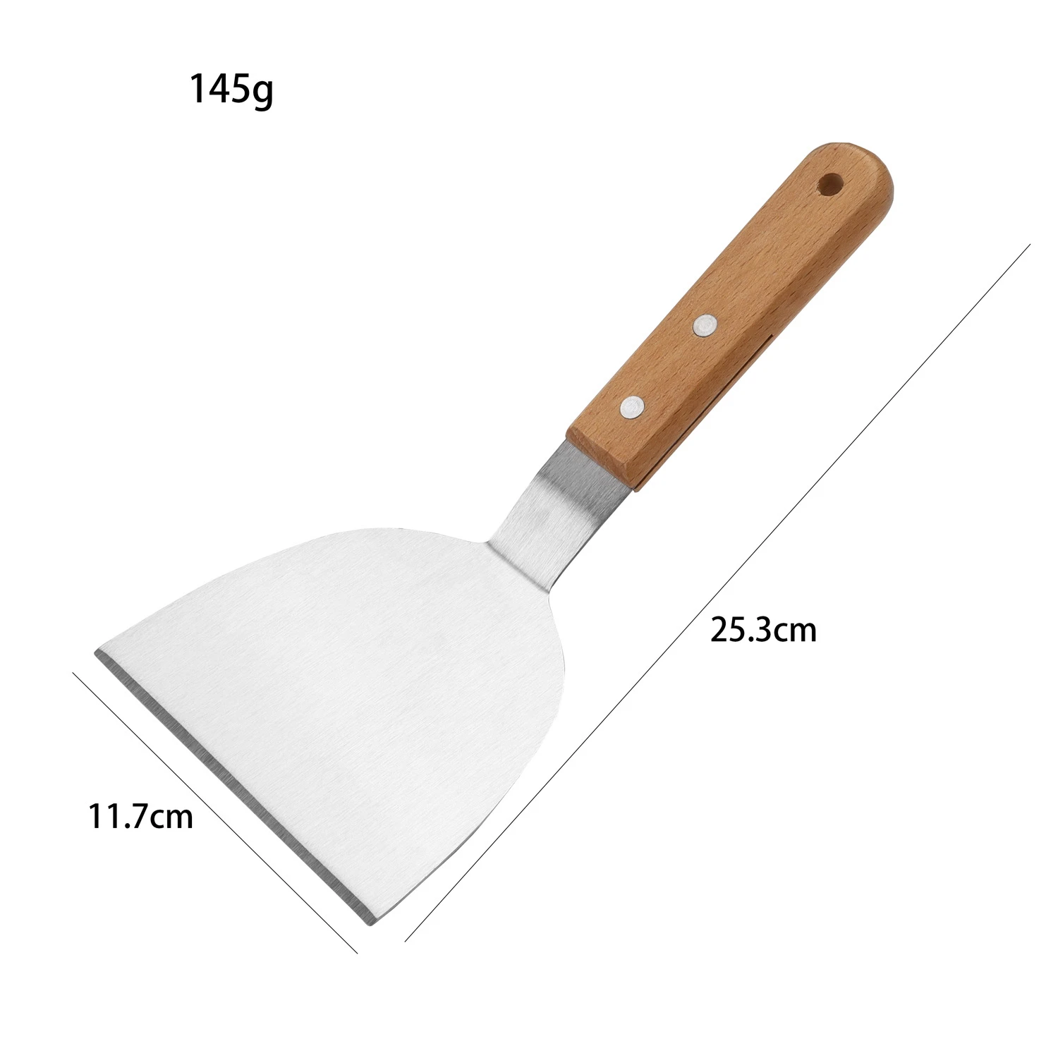 Manjia Portable Extra Large Wide BBQ Grill Accessories Flat Top Griddle Spatula Wood Handle Grill Spatula Scraper Pizza Turner