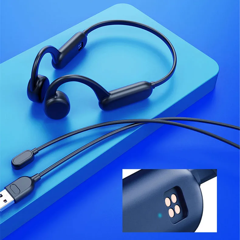 New IPX8 Bone conduction Headset Waterproof 8G Storage MP3 Player Swimming Earbud True Wireless  Earphone Magnetic charging