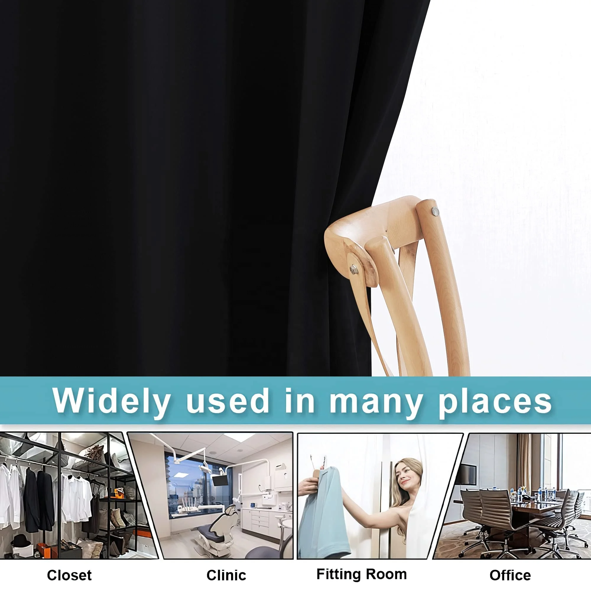 Blackout Made 220x140 Anti Noise Thermal Insulated Curtains For Nursery Sliding Glass Door Storage Space Room Divider Bedroom