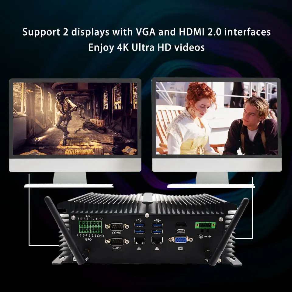 Manufacturer Intel Core i5 7200U One embedded SIM card slot onboard for 3G/4G Wi-Fi module Fanless Industrial Mini PC