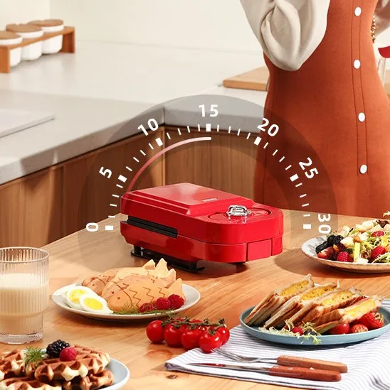 Electric Timed Breakfast Maker Waffle Maker Wholesale High Quality Low Price OEM Multifunctional Kitchen Sandwich Maker