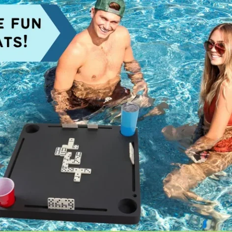 Floating dominoes table game party float durable black and other color foam pool tray with drink holders