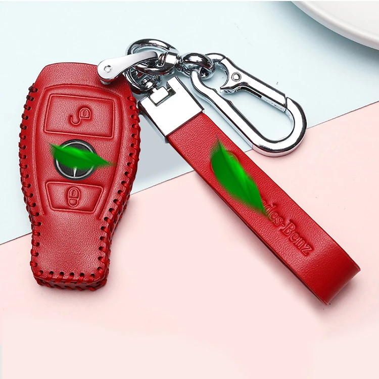 Manufacturers supply high-quality leather car key case car parts smart car key protective cover for Mercedes