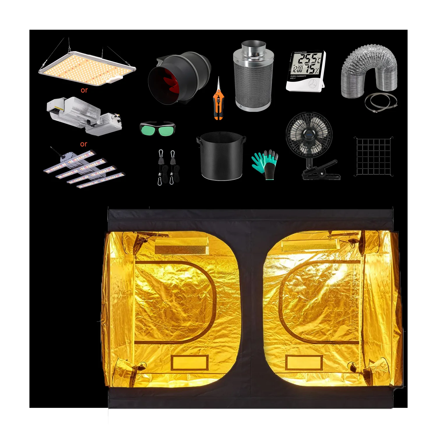 Grow Tent Kit Complete with Automate Ventilation and Circulation and 110W Grow Light for Medical Plants Growth