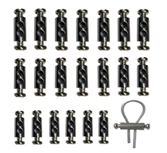 Steel Wire Rope Cable Stop Cable Clamp Double Hole Stainless Steel (3 mm Line Hole) 8*20*M5