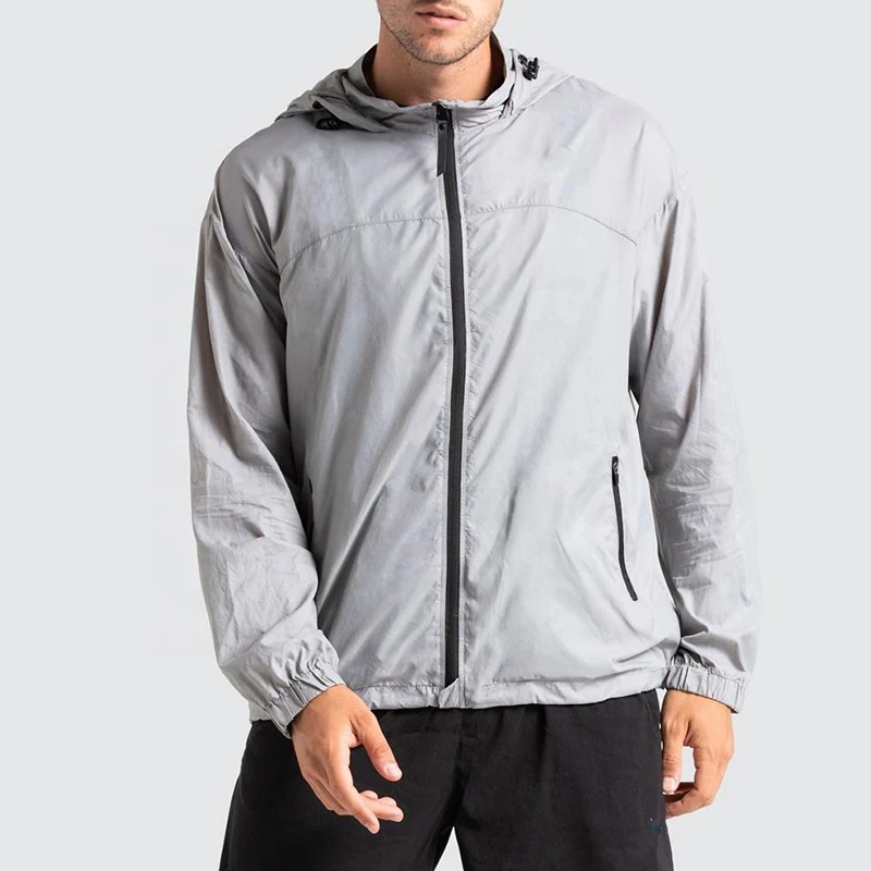 OEM Wholesale Custom Summer Lightweight Waterproof Jackets Running Hooded Windbreaker Jacket For Men