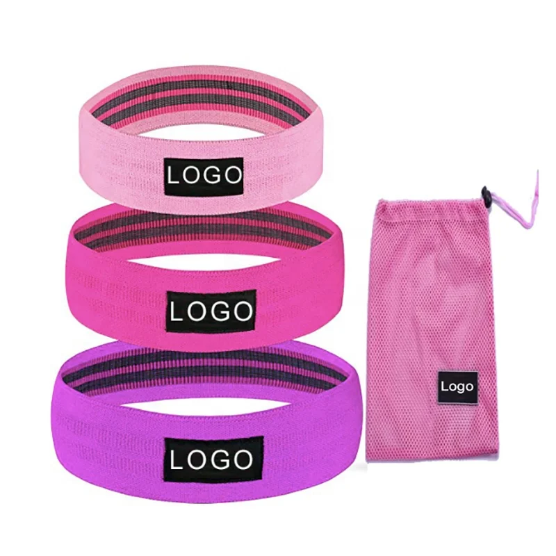 Wholesale Pink Training Gym Exercise Elastic Fabric Resistance Bands For Yoga Fitness